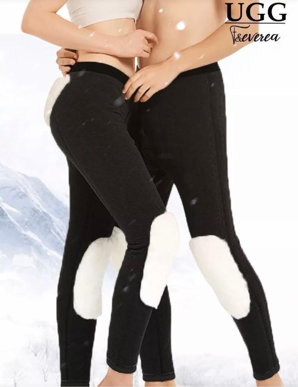 澳洲F&EVEREA UGG冬季羊毛裤男女中老年打底裤保暖防寒深灰色