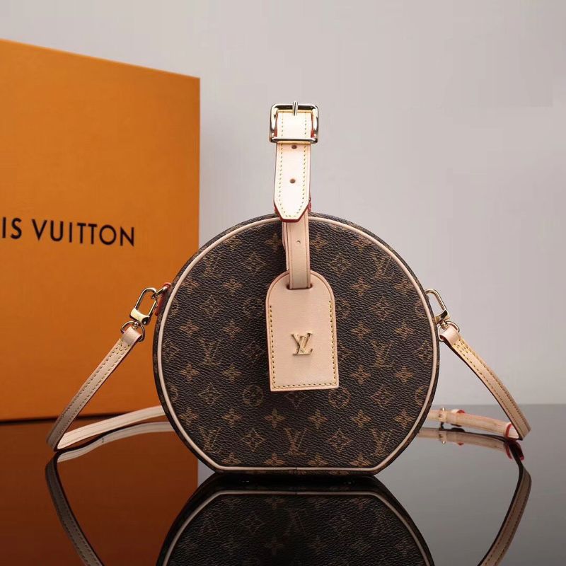 lv路易威登秀款petiteboitechapeau老花硬圆饼包