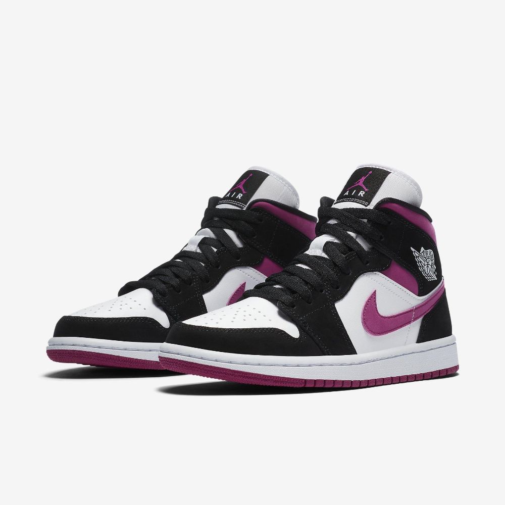 簡單潮流airjordan1midmagentaaj1黑紫腳趾黑紅bq6472005