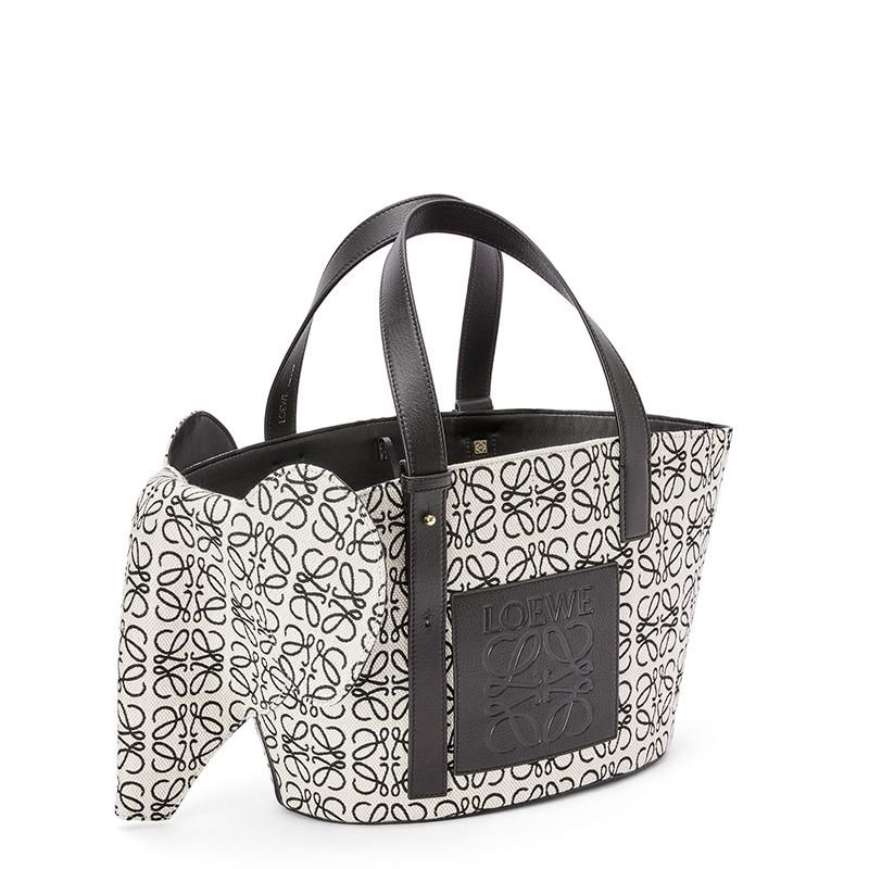 loewe罗意威21ss新款elephant系列女士米色黑色大象轮廓手提包