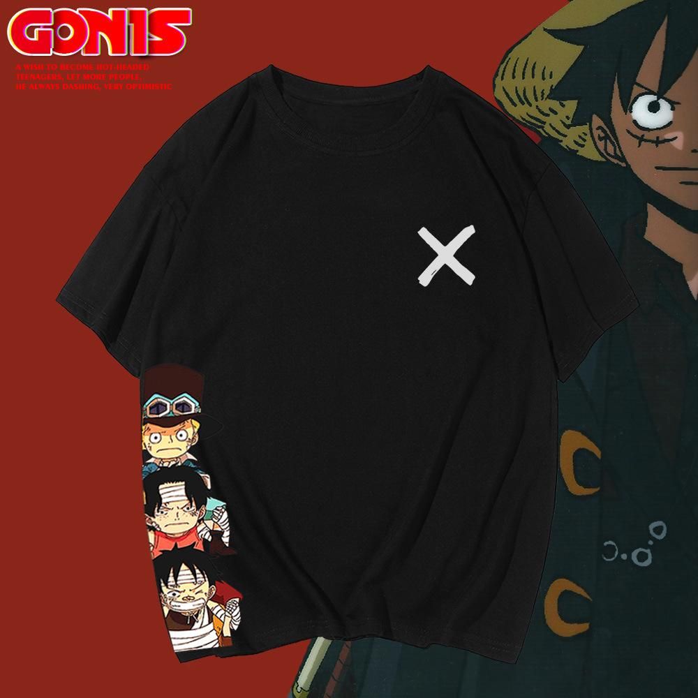 misskelly海贼王t恤男潮牌动漫路飞印花青少年男装宽松日系短袖